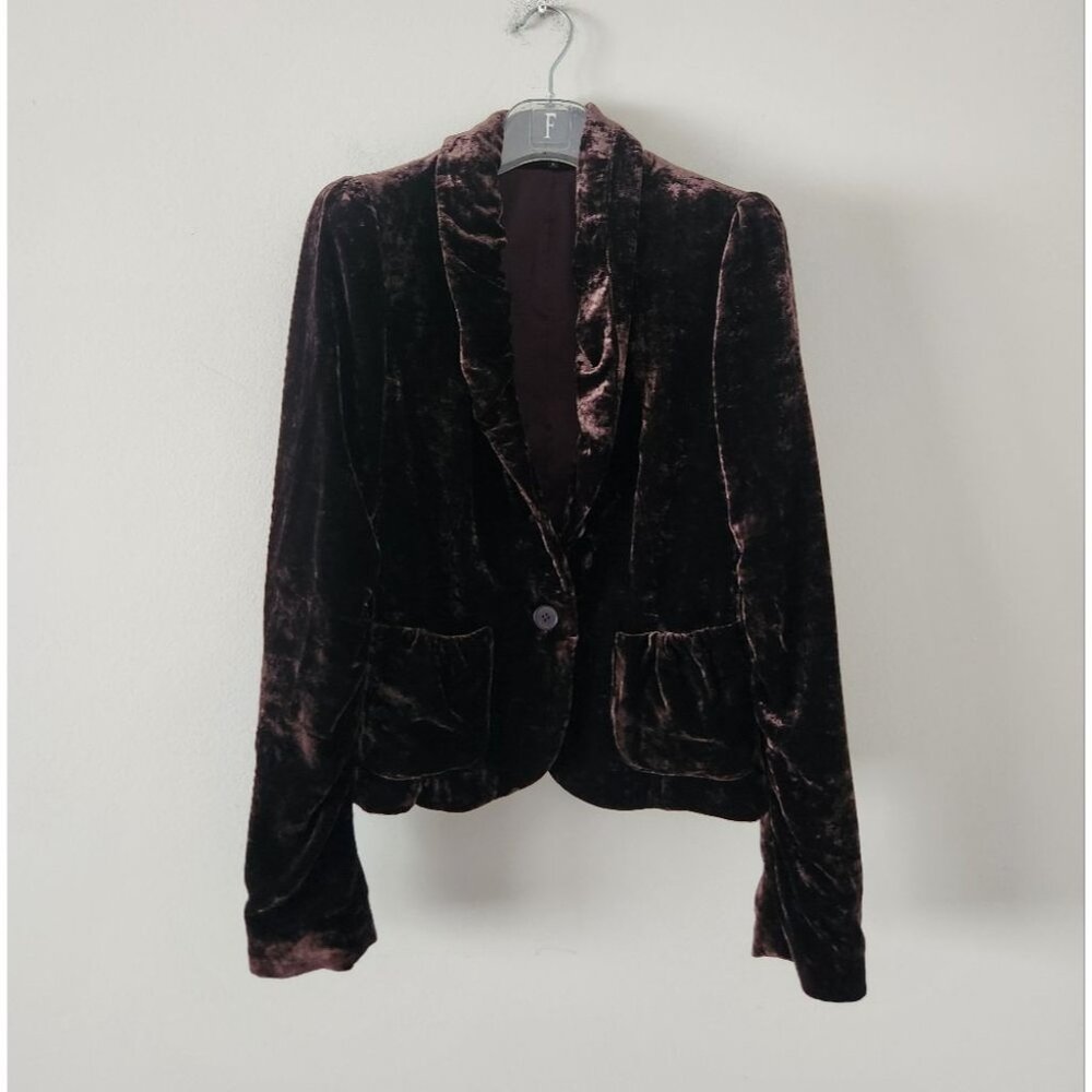 Theory Velvet Blazer in Deep Burgundy